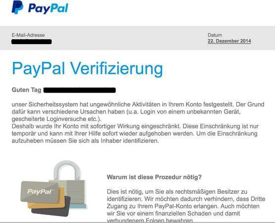 Steam Support Verifizierung Des Paypal Accounts Fehlgeschlagen Paypal bittet angeblich um Verifizierung - RATGEBER INTERNETKRIMINALITÄT