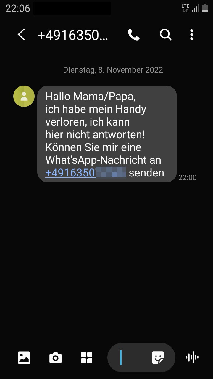 Messenger Betrug Beispiel 2 aus November 2022