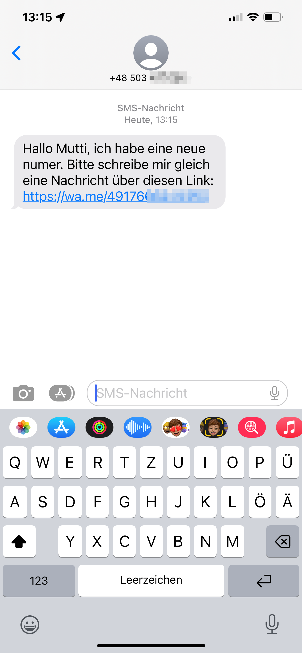 Messenger Betrug Beispiel aus Dezember 2022