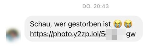 Screenshot aus Facebook Messenger führt zu einer Phishingseite