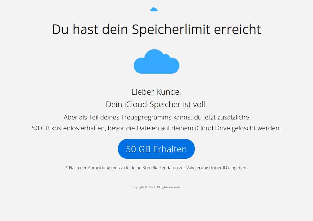 Gefälschte iCloud-Mail