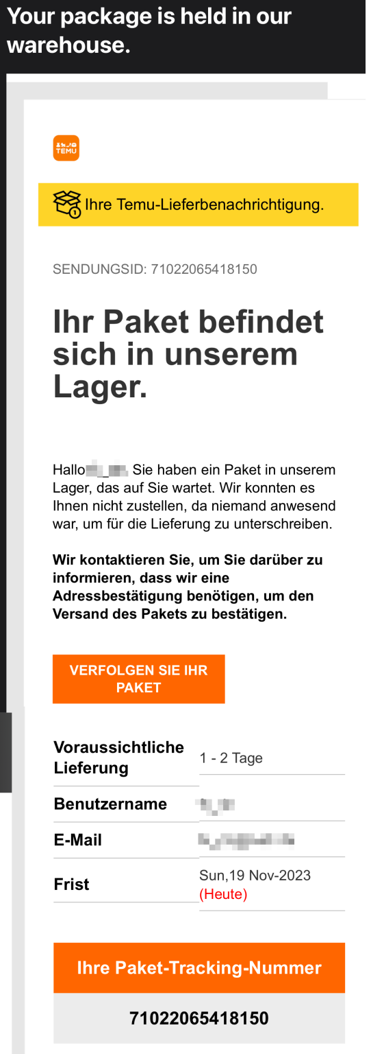 Fake-Temu-Benachrichtigungen