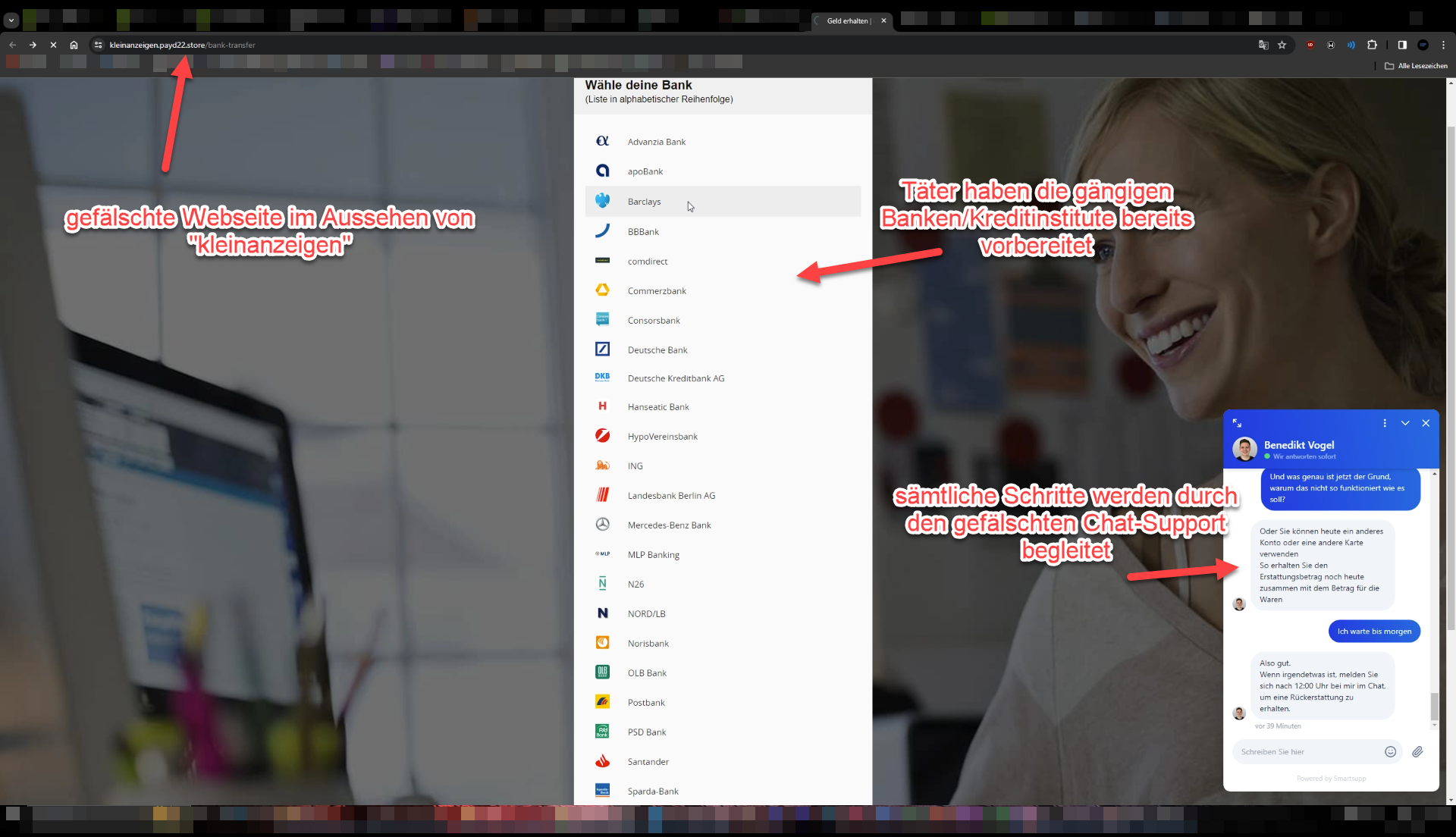 Gefälschter Webseite im Aussehen von Kleinanzeigen Teil 2