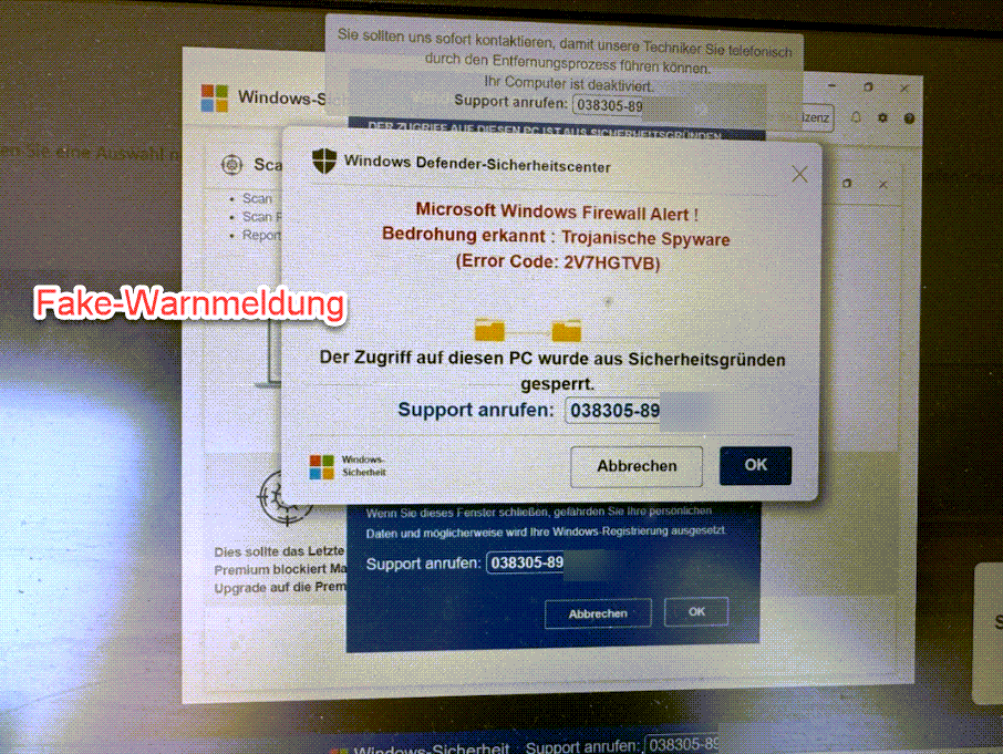 Gefälschte Popups sollen echten Supportbedarf von Microsoft vorgaukeln.