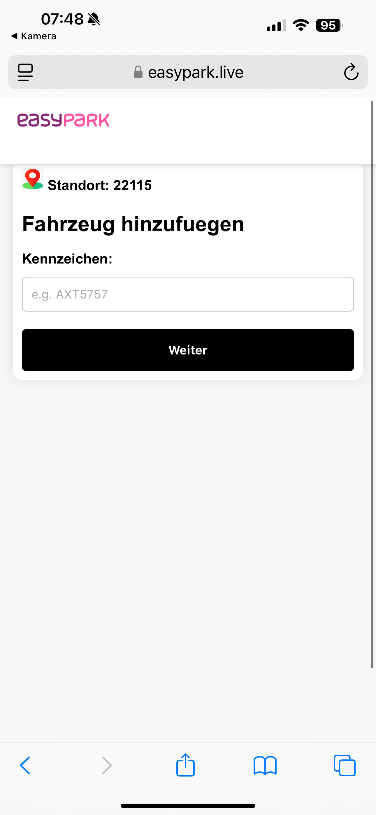 Gefälschte Webseite im Aussehen von easypark