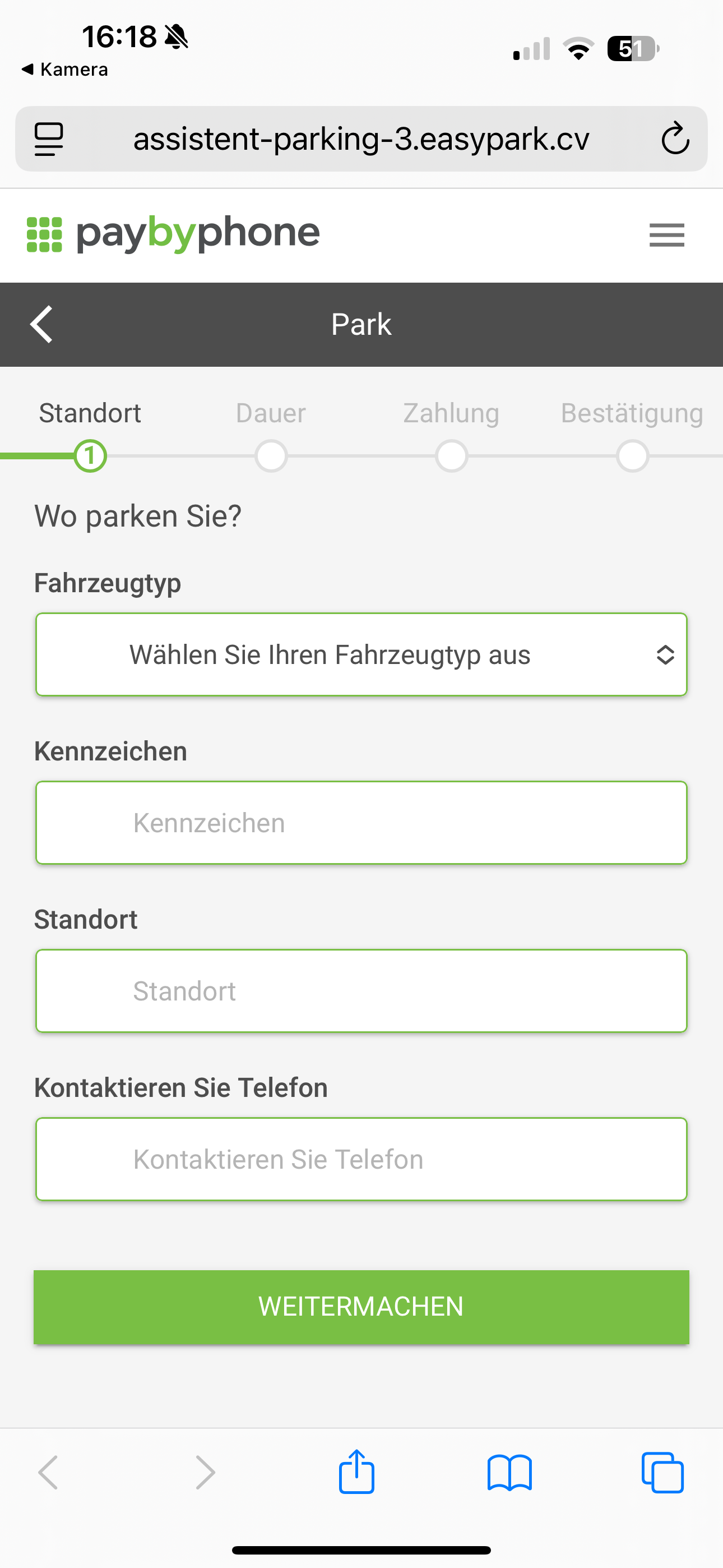 Gefälschte paybyphone Webseite