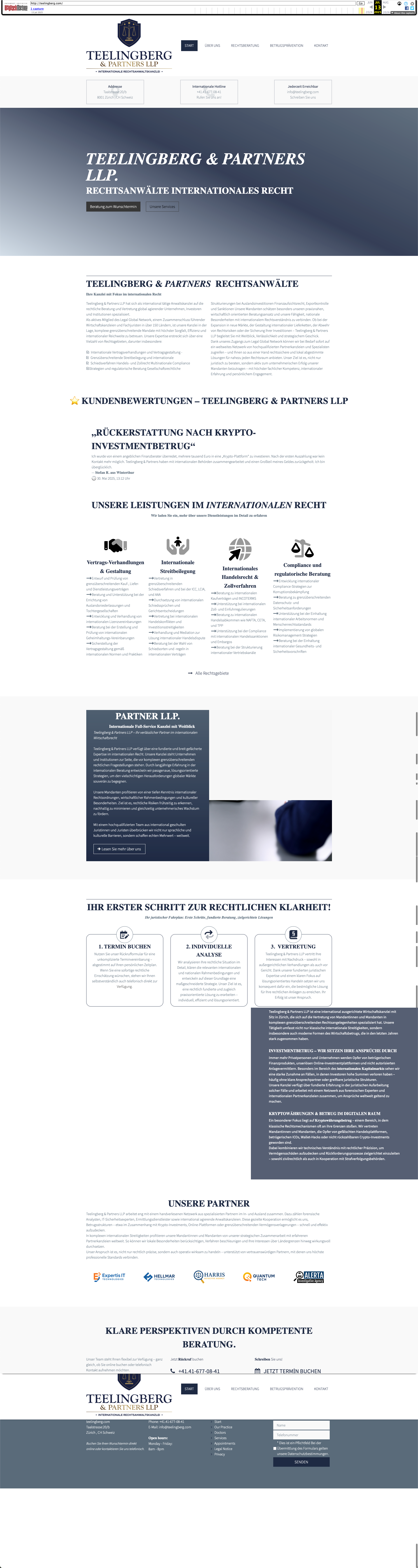 Screenshot der Webseite teelingberg.com (Stand 22.08.2025, Capture vom 13.07.25 bei Waybackmachine)