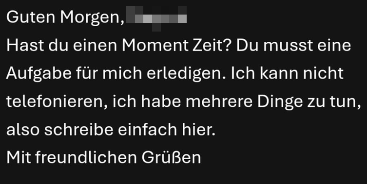 Gefälschte Mail mit persönlich bekannten Namen (Version1)