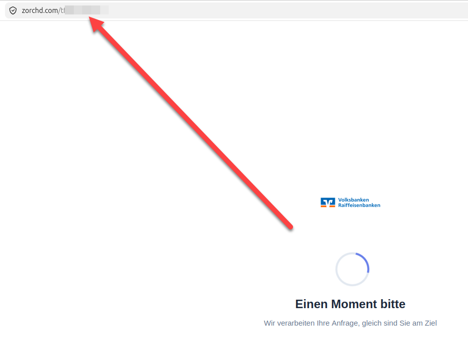 Startseite der Phishingwebseite